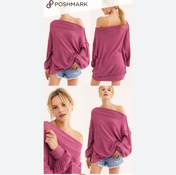 We the Free at Free People Oversized off shoulder top, size large - Picture 1 of 7